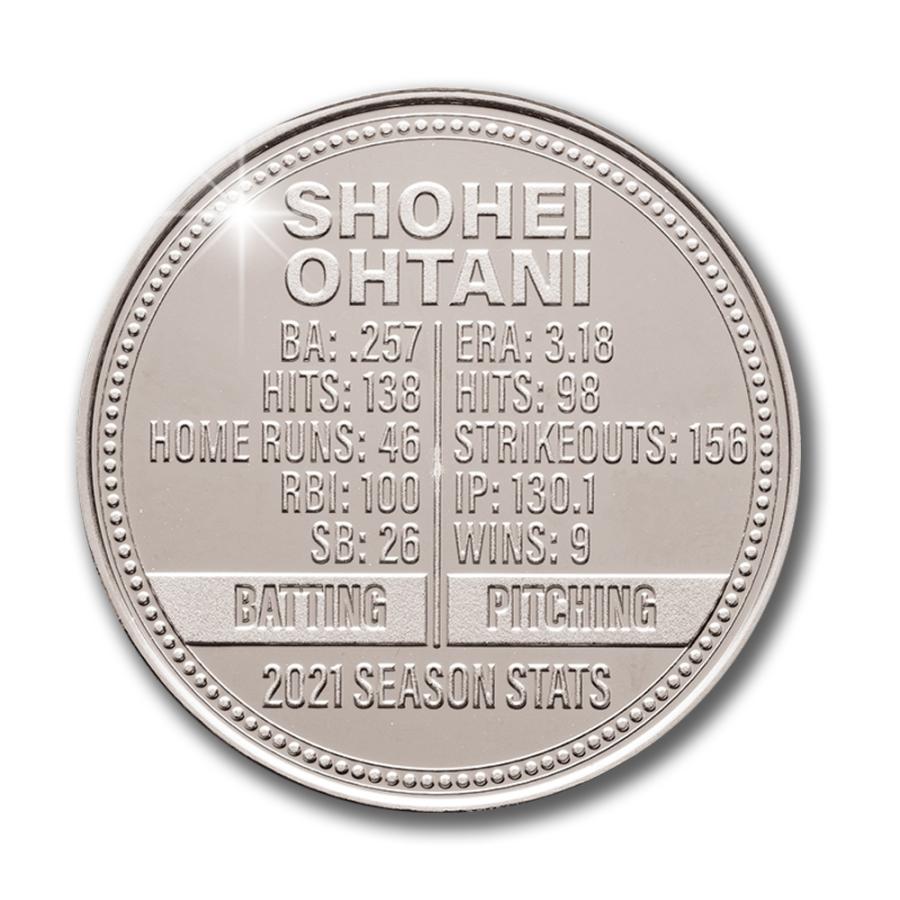 大谷翔平 純銀 「 ア・リーグ MVP 受賞二刀流記念 メダル 」 直径3.9cm