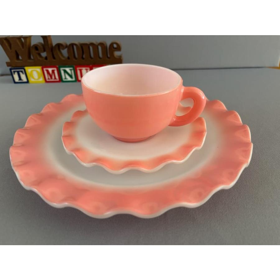 ヘーゼルアトラス ピンクリプル カップ＆ソーサー＆プレート セット