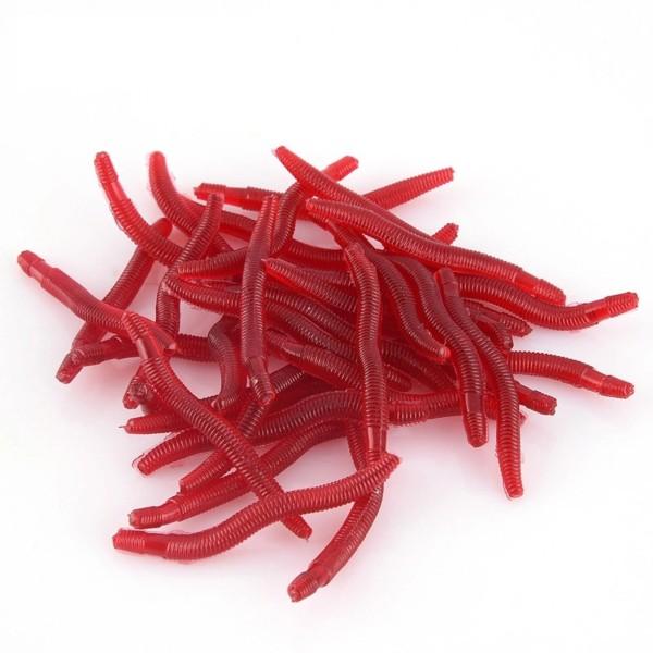 赤ミミズ ストレート ソフトワーム 25個 - 赤虫 釣り 暗色系ワーム
