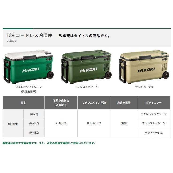 HiKOKI（ハイコーキ） 18V-8.0Ah コードレス冷温庫 36L UL18DE (WMBZ
