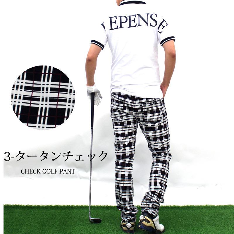 ゴルフパンツ メンズ ゴルフウェア チェック柄パンツ ストレッチ