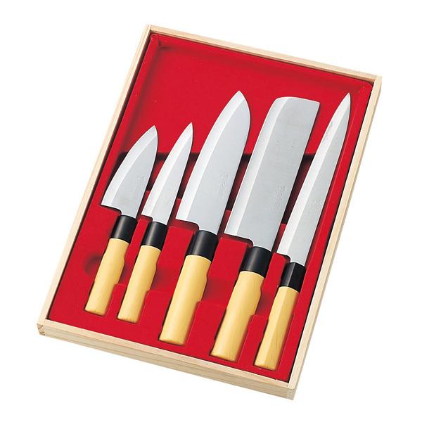 ステンレス包丁 5本セット 中村孝明監修 刺身 木製ケース入り 小出刃