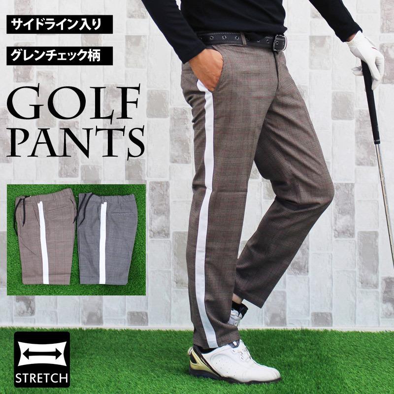 ゴルフパンツ ゴルフウェア メンズ グレンチェック柄 スラックス