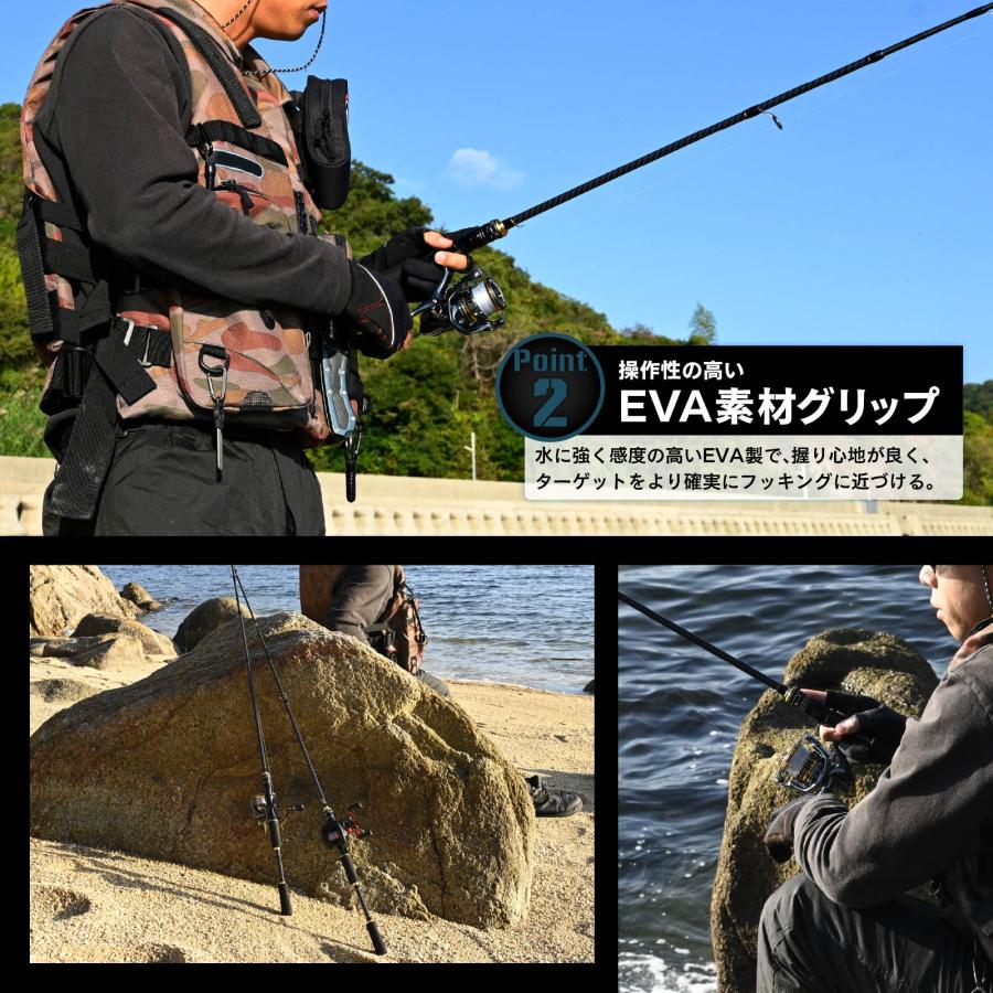 waku fimac バスロッド スピニングロッド カーボン製 1.8M 5.9ft 5-20g