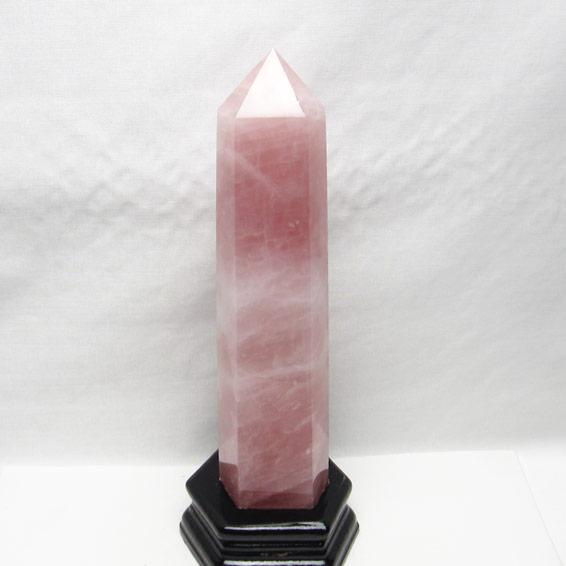 ローズクォーツ ポイント 六角柱 台座付属 一点物 152-2581 : 天然石