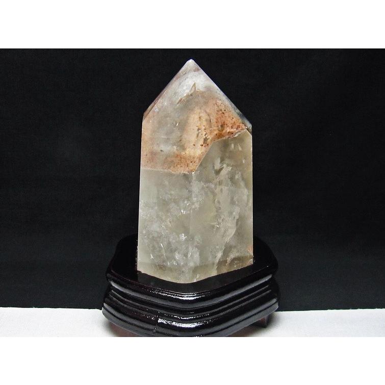 2.2Kg 水晶 六角柱 白水晶 水晶ポイント 虹入り 台座付属 送料無料