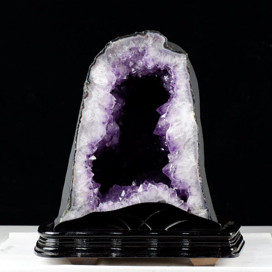 ブラジル産❣️天然石水晶共生アメジストのドーム 置物 台座付きNO