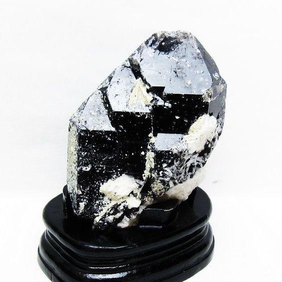 モリオン 原石 黒水晶 山東省産 台座付属 一点物 送料無料 181-4506