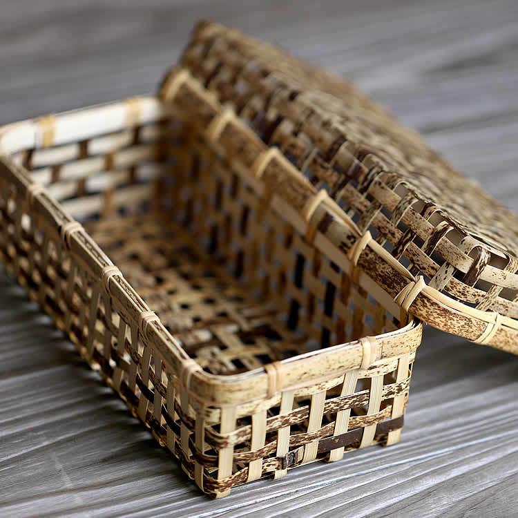 虎竹スクエア蓋付き籠（弁当箱） : 虎斑竹専門店 竹虎 - 通販 - Yahoo