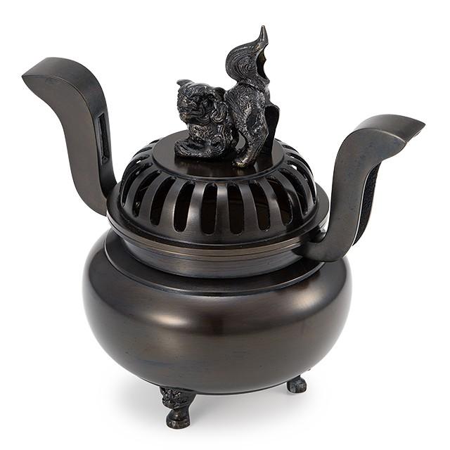 仏壇屋 滝田商店 獅子掛中口 香炉 黒色 8寸付（寺院用仏具） : 仏壇