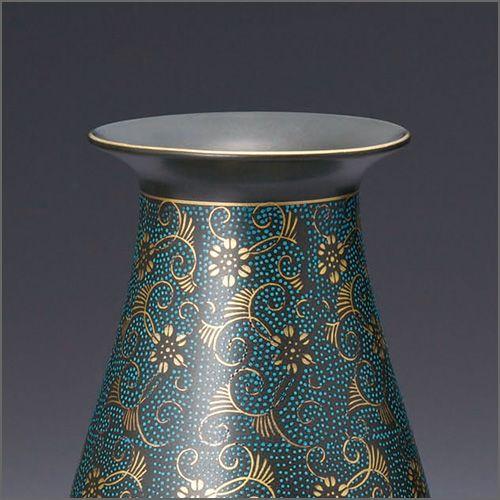 仏壇屋 滝田商店 仏壇用花瓶・お盆用花瓶 九谷焼 青粒鉄仙 8号(一対