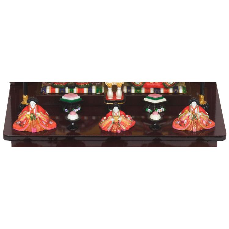 雛人形 ミニ ひな人形 3段飾り京春雛 木製三段十人飾り 茶 ケース付き