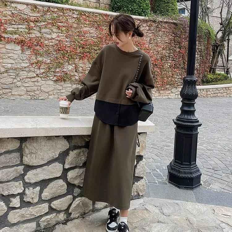 レディース セットアップ 通勤 パーカー スウェット スカート フード