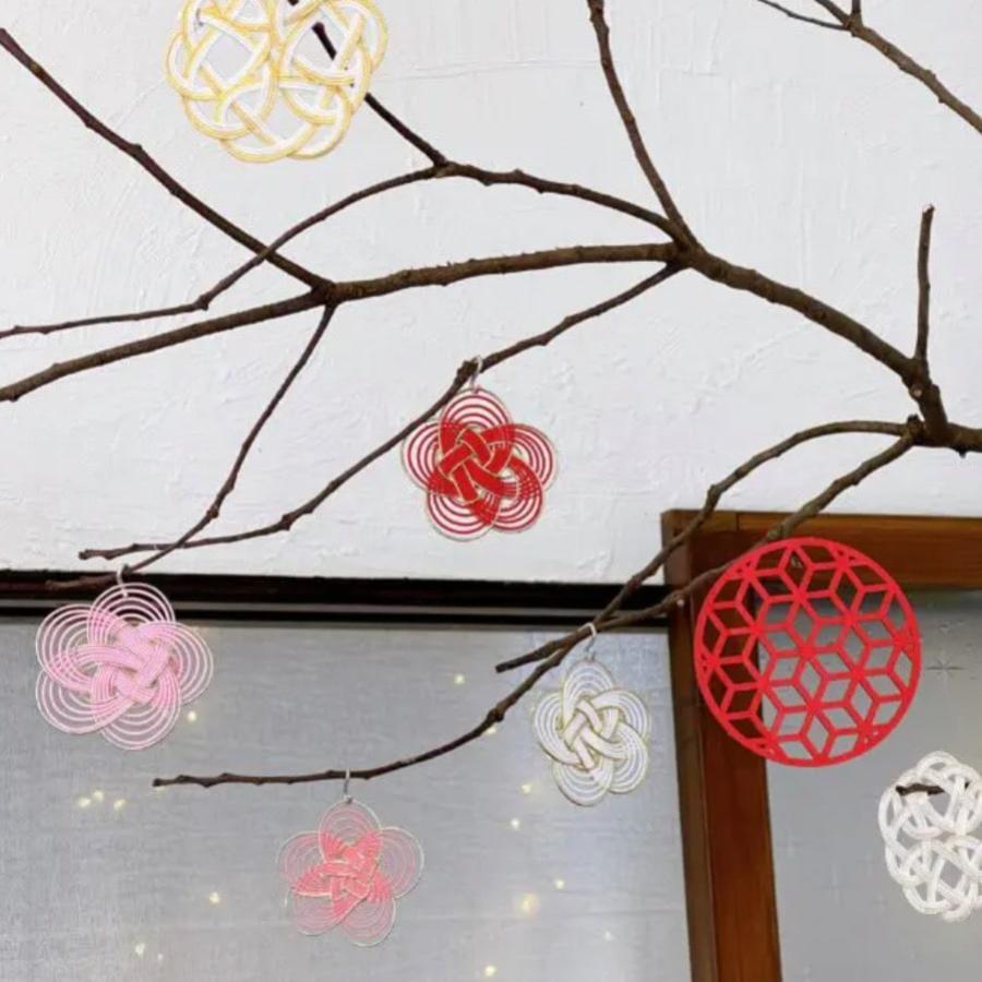 水引 水引飾り ピンク 紅白 藤色 花 梅 キレイ お正月飾り しめ縄