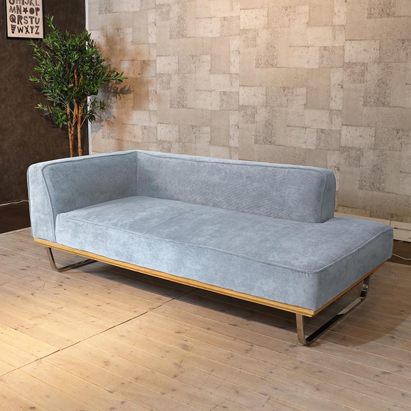 カウチ片肘二人掛けソファー ブルーグレー ライトブルー 色 スエード