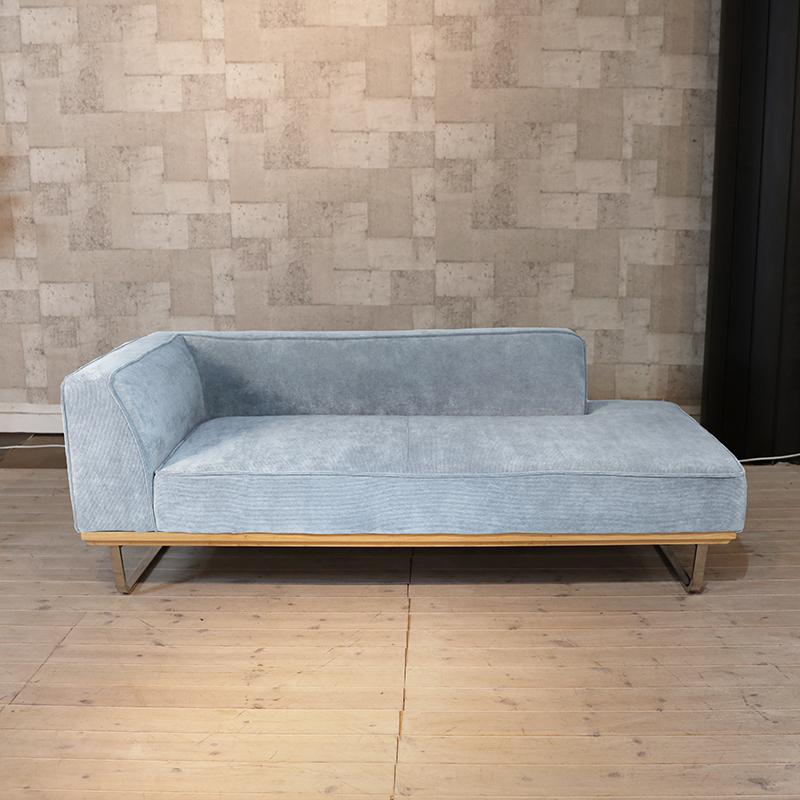 カウチ片肘二人掛けソファー ブルーグレー ライトブルー 色 スエード