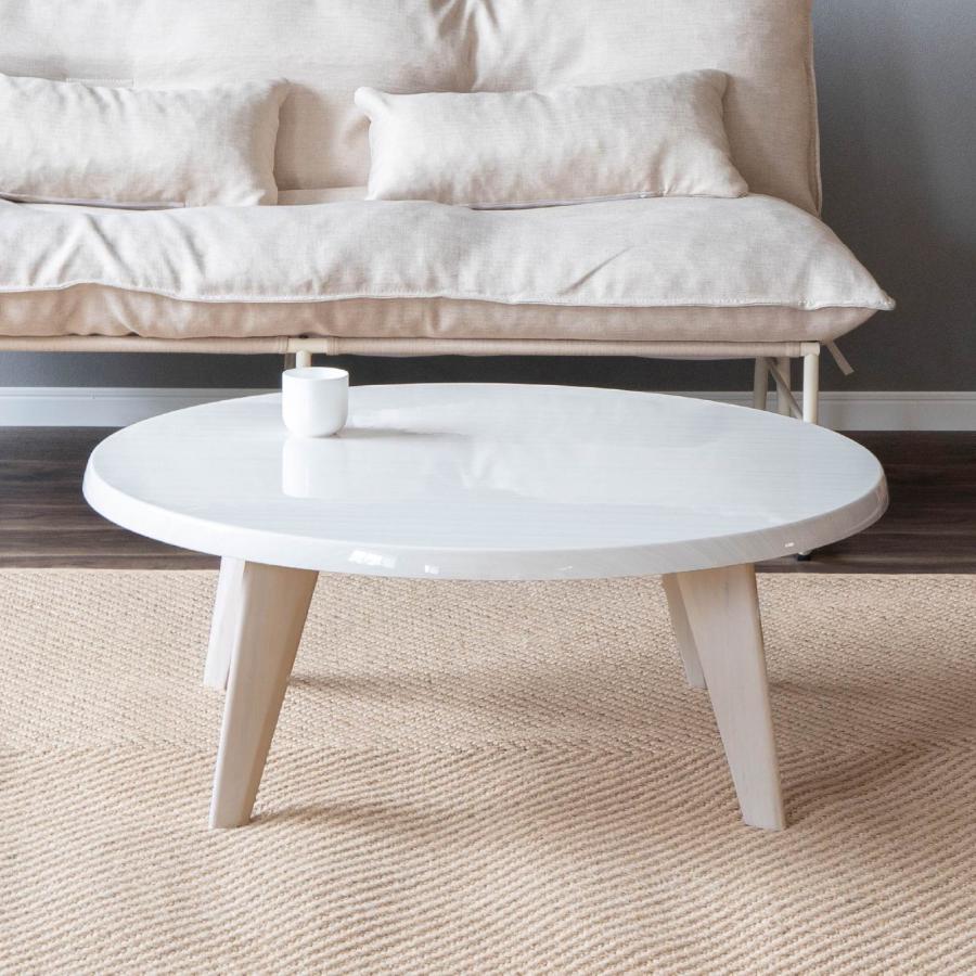 tac INTERIOR（タックインテリア） ローテーブル 白 丸 木製 北欧 白
