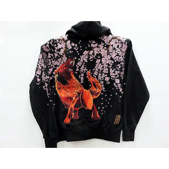 絡繰魂 粋 桜 狼 刺繍 パーカー カラクリ魂 粋 : takafuku1915 - 通販