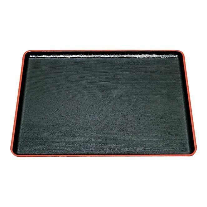 定食トレー 39cm×27.5cm×H2.0cm 尺3寸 脇取盆 黒天朱【お盆】【和風盆