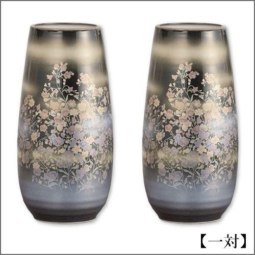 仏壇屋 滝田商店 仏壇用花瓶・お盆用花瓶 茜九谷焼 かすみ草 8号(一対