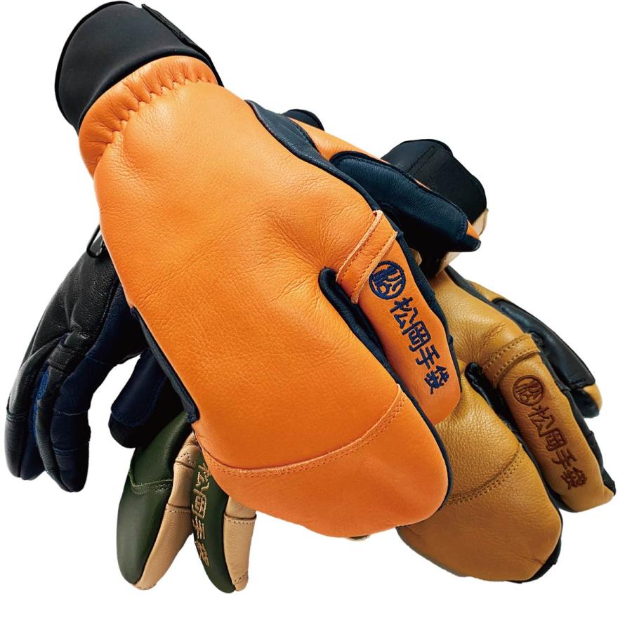 松岡手袋 オレンジ/ネイビー スキー、スノボーグローブXL 新品