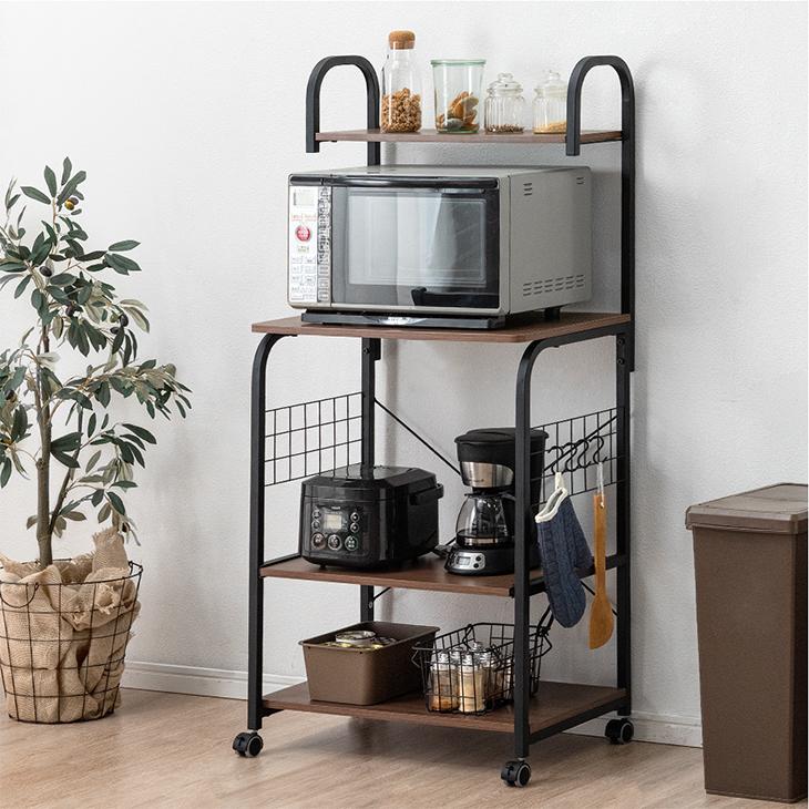 タンスのゲン 8日+5% レンジ台 幅60 キッチンワゴン キャスター付き