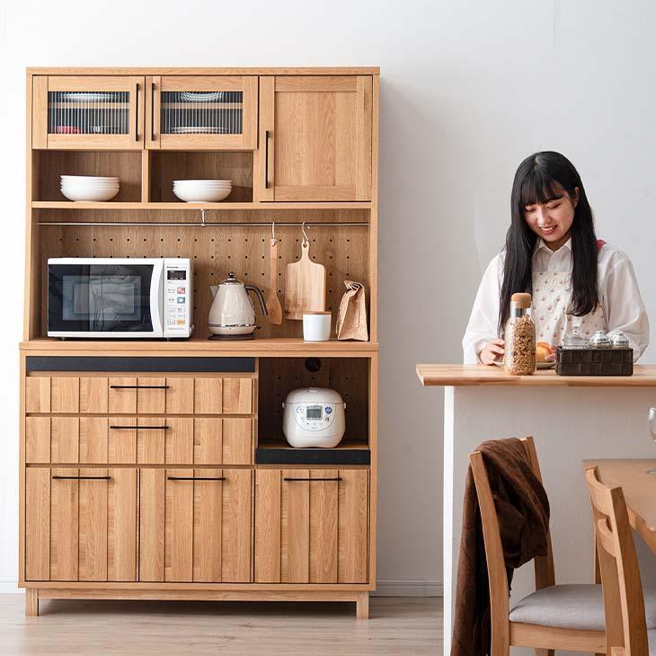 タンスのゲン 食器棚 キッチン収納 レンジ台 幅120 収納 国産 完成品