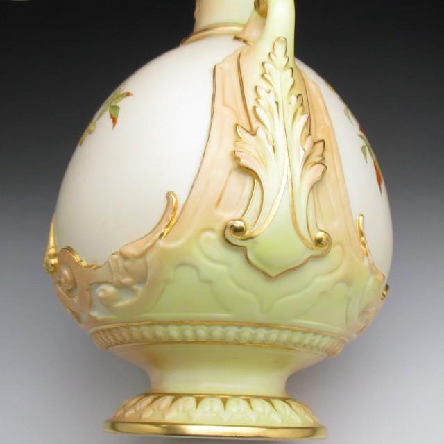 ロイヤルウースター 金彩草花絵 花瓶 26cm アンティーク 1891年