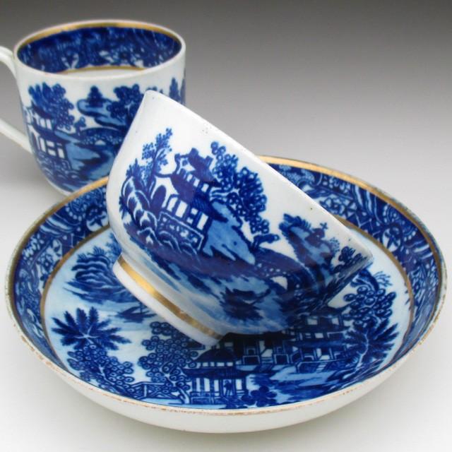 ROYAL WORCESTER ウースター 初期 藍染付東洋風景絵 ティーボウル