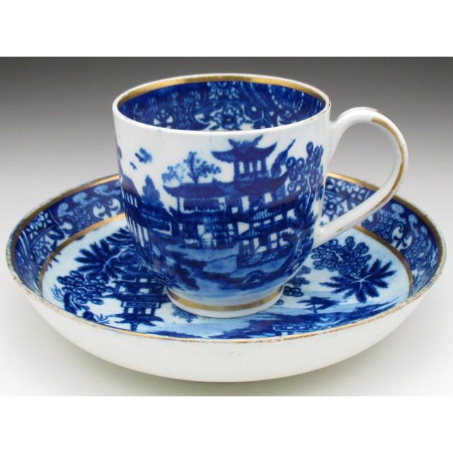 ROYAL WORCESTER ウースター 初期 藍染付東洋風景絵 ティーボウル