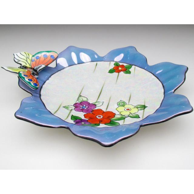 ノリタケ オールドノリタケ ブルー地花絵 蝶フィギュア付 ボウル