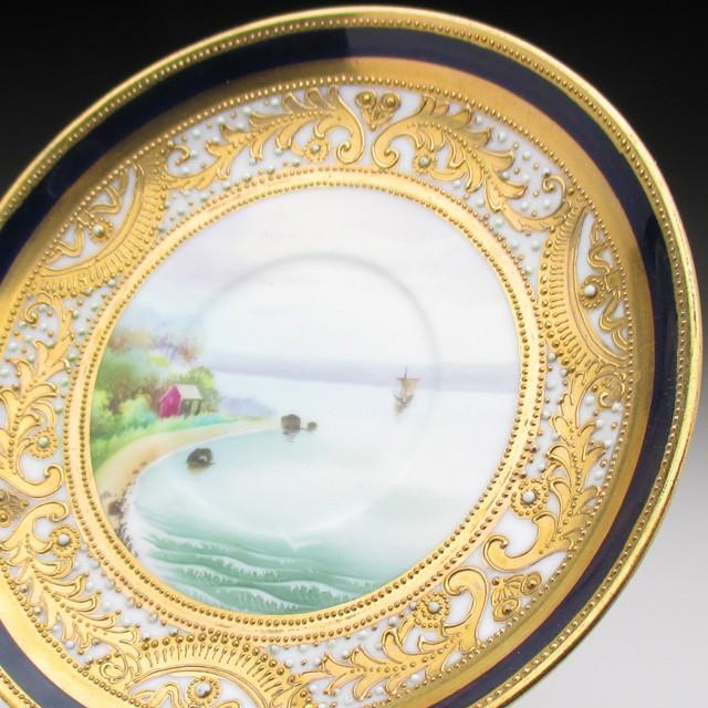 ノリタケ オールドノリタケ 金盛りエナメルジュール海辺風景絵 カップ