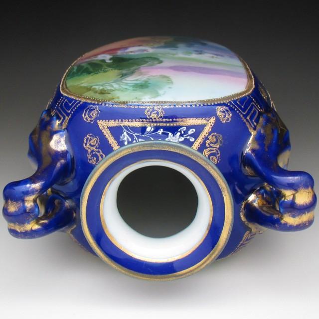 ノリタケ オールドノリタケ コバルト金盛り水鳥絵 花瓶 22cm