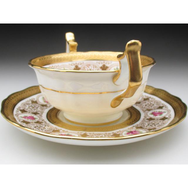 コウルドン 金彩薔薇絵 ダブルハンドル カップ＆ソーサー アンティーク
