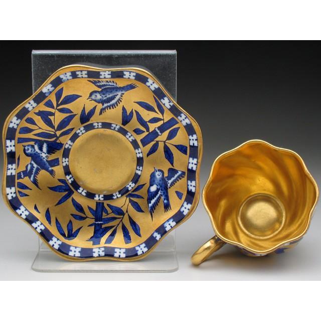 コールポート 金彩竹雀絵 カップ＆ソーサー キャビネット アンティーク