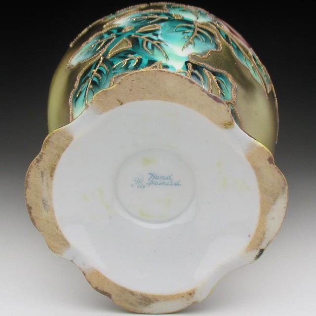 ノリタケ オールドノリタケ 金盛り薔薇絵 花瓶 22cm : アンティーク