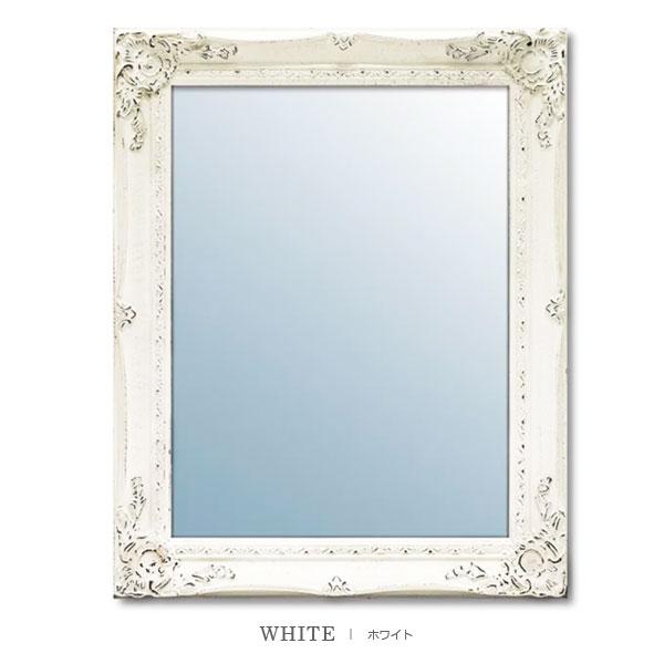 アンティーク調 レクト ミラー フレーム （ホワイト / ゴールド） W38