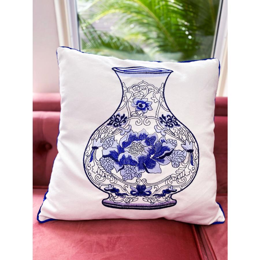 THE-SECRET-GARDEN Blue &White 刺繍 シノワズリ クッションカバー 全4