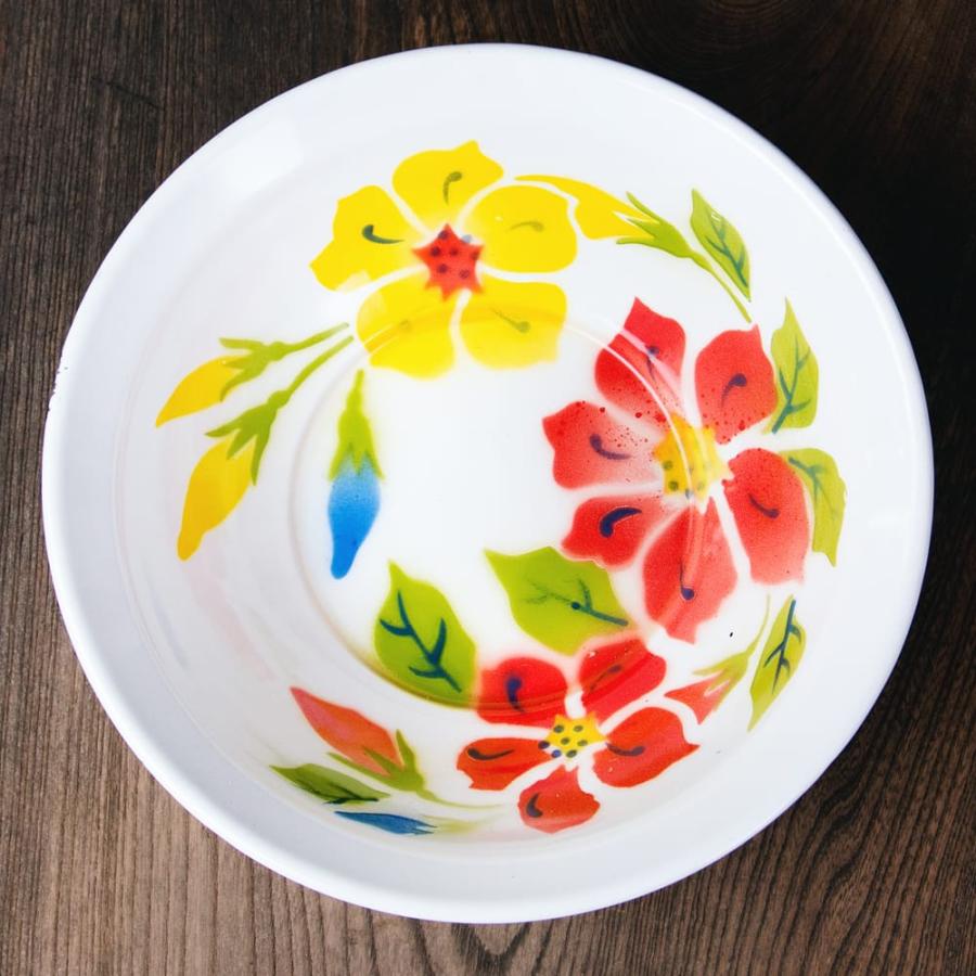 昭和レトロ 飾り皿 ラビットブランド タイのレトロホーロー 花柄飾り