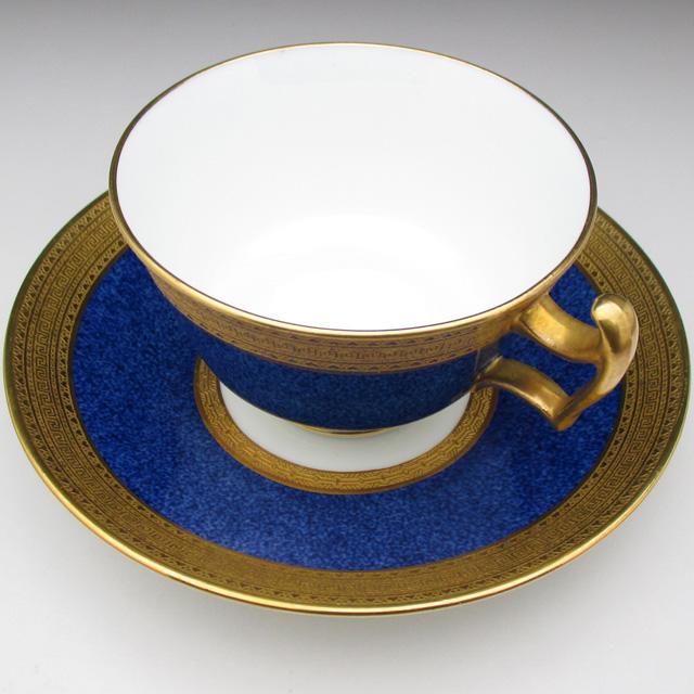 コウルドン 金彩ブルー カップ＆ソーサー アンティーク 1905年 (a
