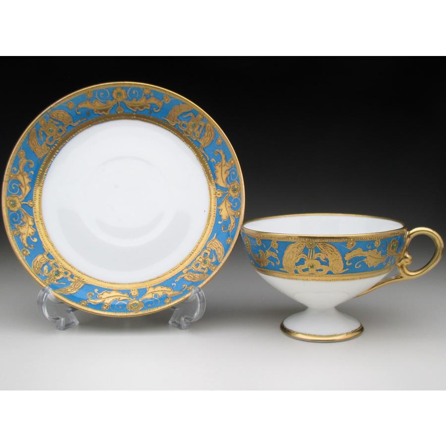 ノリタケ オールドノリタケ ブルー地金盛りジュール花唐草文 カップ