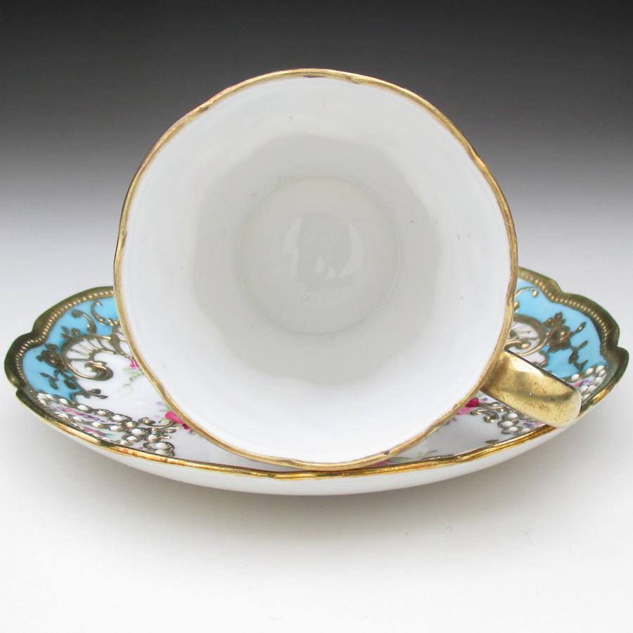 ノリタケ オールドノリタケ 金盛りジュール薔薇絵 カップ＆ソーサー (b