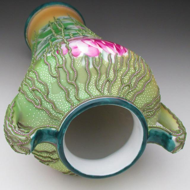 ノリタケ オールドノリタケ 盛り上げ柳 薔薇絵 花瓶 壺 25cm