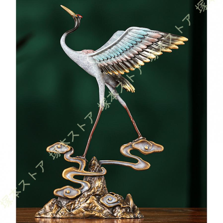鶴 置物 アニマルオブジェ 真鍮製 工芸品 おしゃれ インテリア 鶴の
