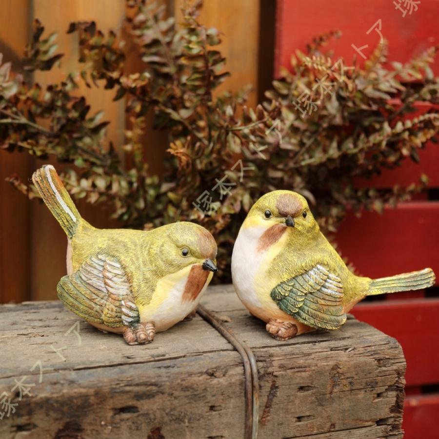 ガーデンオーナメント 鳥 2羽 小鳥 置き物 おしゃれ 本物そっくり 北欧