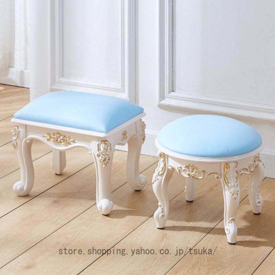 化粧椅子 クッションチェアー 丸椅子 アンティーク調 おしゃれ 丸いす