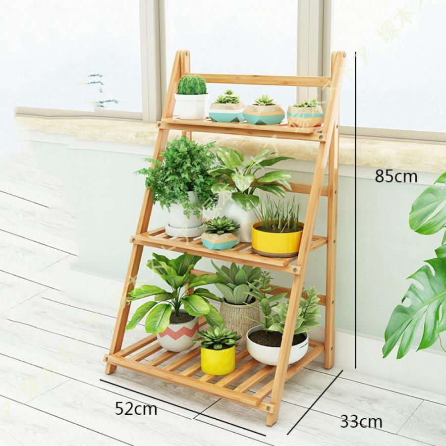 フラワースタンド プランタース 天然竹製 ガーデンラック3段式