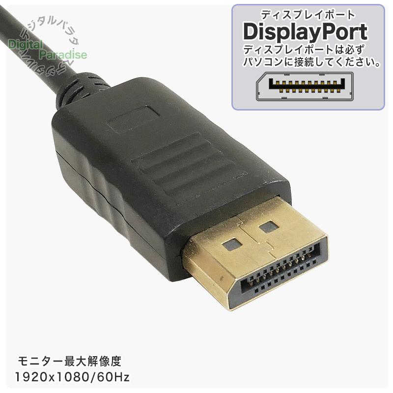 DisplayPort→DVI変換ケーブル 15cm ディスプレイポート端子からDVI