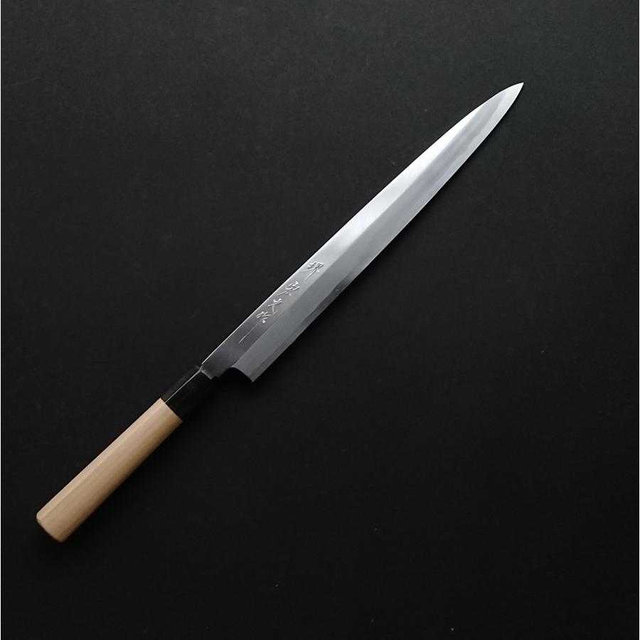 堺宏之作 白鋼 霞仕上げ 水牛桂柄 柳刃包丁 300mm(1尺)（刺身包丁