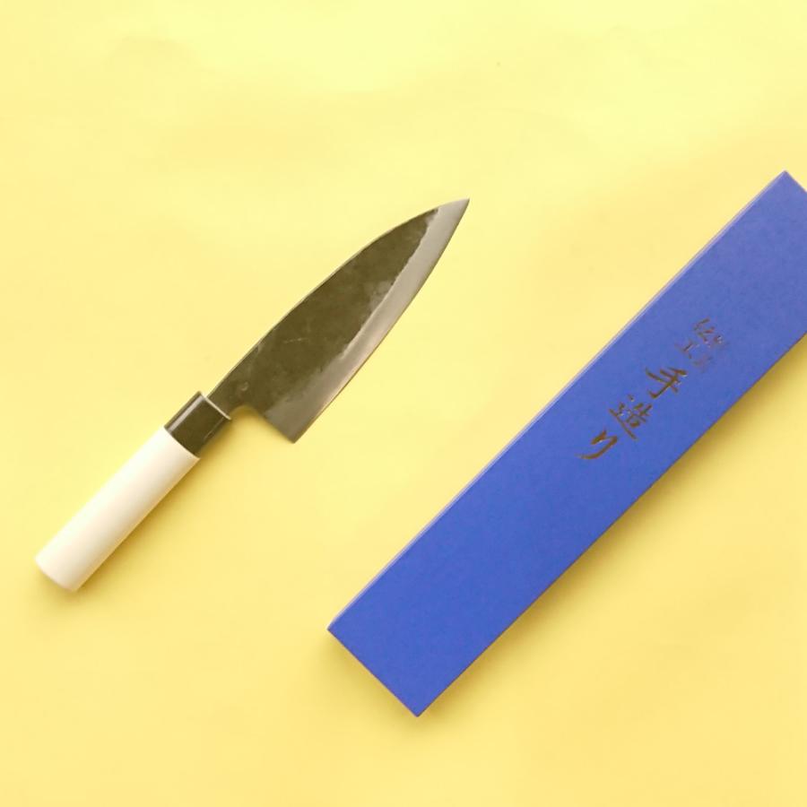 土佐 打刃物 両刃厚出刃包丁 白紙鋼 黒打仕上げ 165mm(5寸5分） 日本製